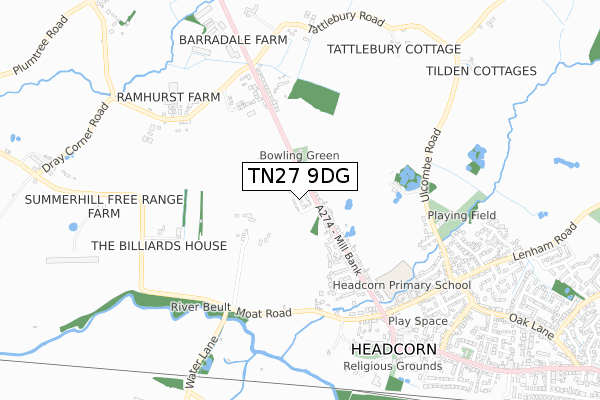 TN27 9DG map - small scale - OS Open Zoomstack (Ordnance Survey)