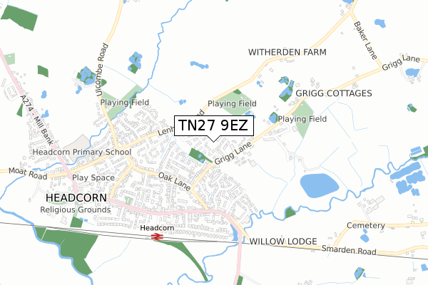 TN27 9EZ map - small scale - OS Open Zoomstack (Ordnance Survey)