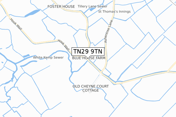 TN29 9TN map - small scale - OS Open Zoomstack (Ordnance Survey)