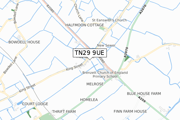 TN29 9UE map - small scale - OS Open Zoomstack (Ordnance Survey)