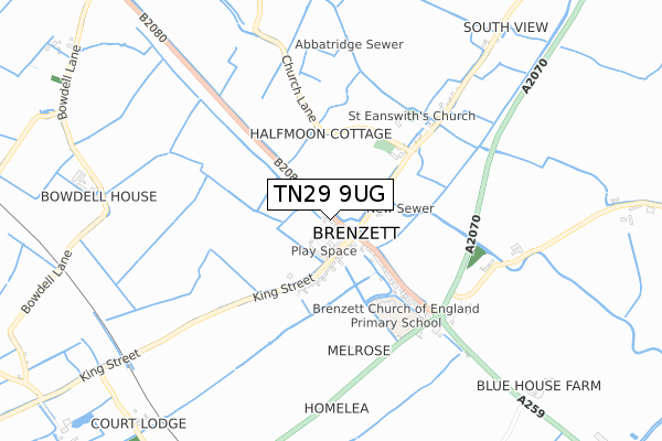 TN29 9UG map - small scale - OS Open Zoomstack (Ordnance Survey)