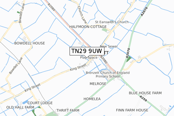 TN29 9UW map - small scale - OS Open Zoomstack (Ordnance Survey)