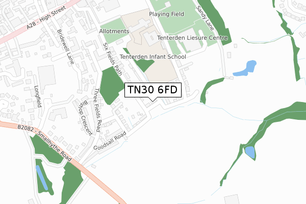 TN30 6FD map - large scale - OS Open Zoomstack (Ordnance Survey)