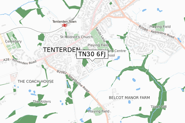 TN30 6FJ map - small scale - OS Open Zoomstack (Ordnance Survey)