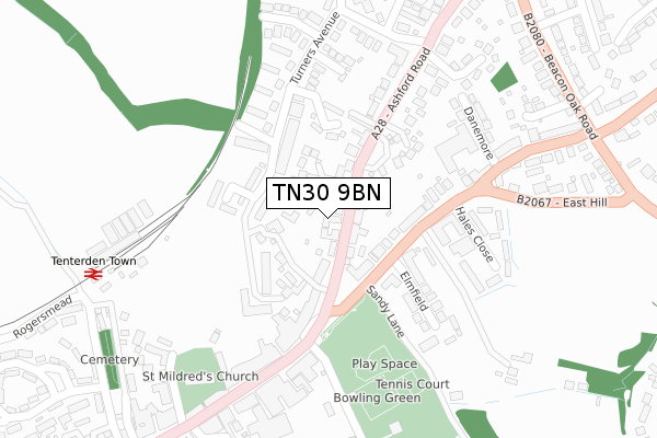 TN30 9BN map - large scale - OS Open Zoomstack (Ordnance Survey)