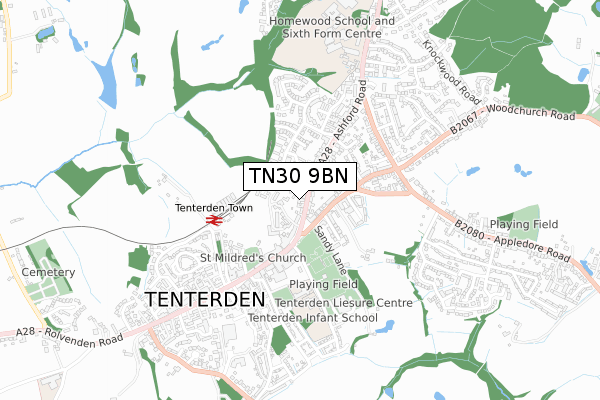 TN30 9BN map - small scale - OS Open Zoomstack (Ordnance Survey)