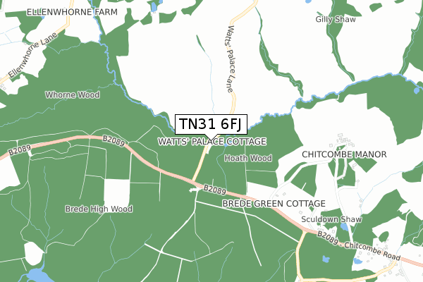 TN31 6FJ map - small scale - OS Open Zoomstack (Ordnance Survey)