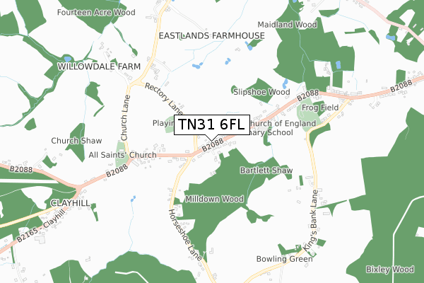 TN31 6FL map - small scale - OS Open Zoomstack (Ordnance Survey)