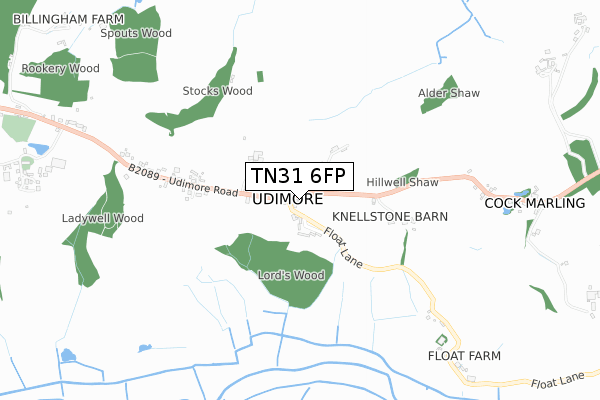 TN31 6FP map - small scale - OS Open Zoomstack (Ordnance Survey)