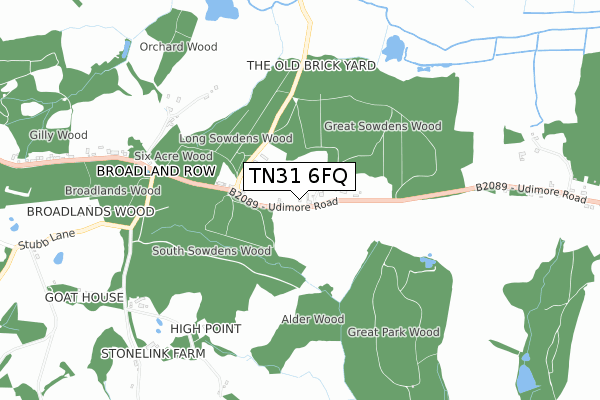 TN31 6FQ map - small scale - OS Open Zoomstack (Ordnance Survey)