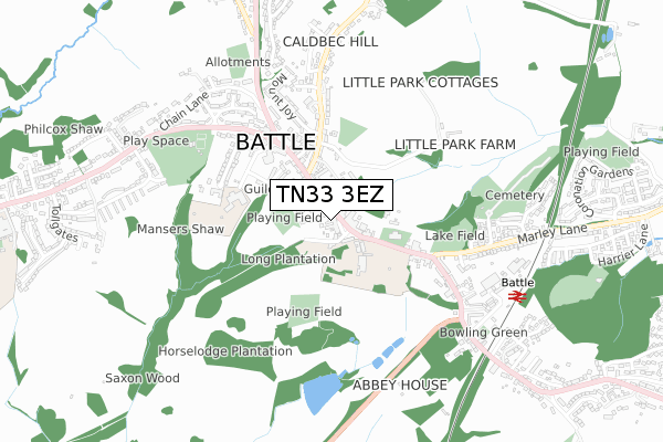 TN33 3EZ map - small scale - OS Open Zoomstack (Ordnance Survey)