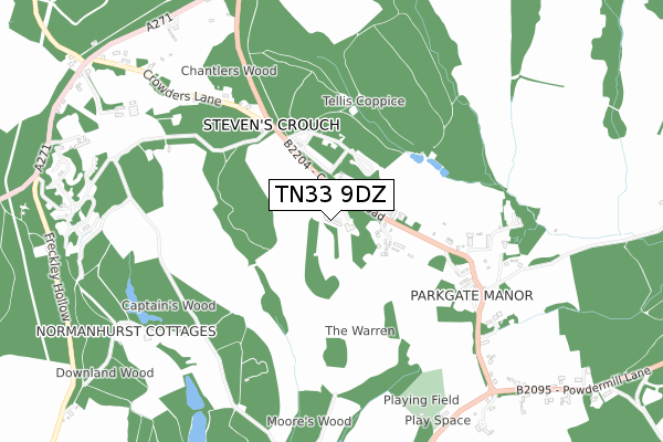 TN33 9DZ map - small scale - OS Open Zoomstack (Ordnance Survey)