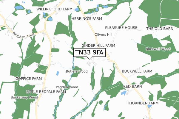 TN33 9FA map - small scale - OS Open Zoomstack (Ordnance Survey)