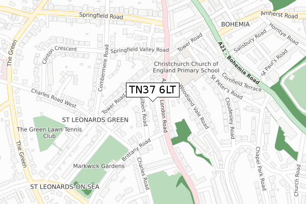 TN37 6LT map - large scale - OS Open Zoomstack (Ordnance Survey)