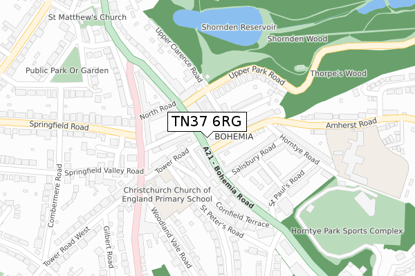 TN37 6RG map - large scale - OS Open Zoomstack (Ordnance Survey)