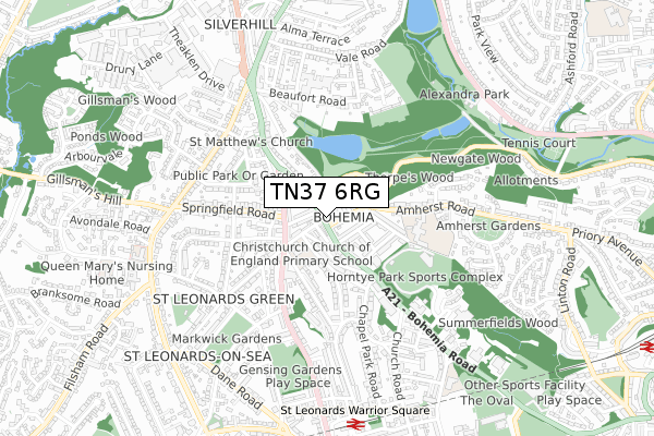 TN37 6RG map - small scale - OS Open Zoomstack (Ordnance Survey)