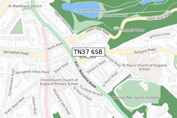 TN37 6SB map - large scale - OS Open Zoomstack (Ordnance Survey)