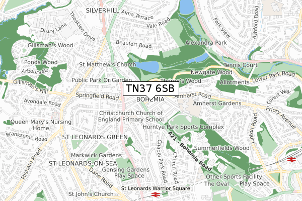 TN37 6SB map - small scale - OS Open Zoomstack (Ordnance Survey)