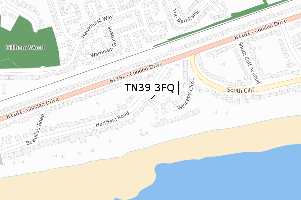 TN39 3FQ map - large scale - OS Open Zoomstack (Ordnance Survey)