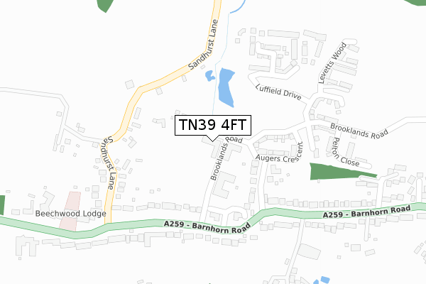 TN39 4FT map - large scale - OS Open Zoomstack (Ordnance Survey)