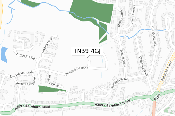 TN39 4GJ map - large scale - OS Open Zoomstack (Ordnance Survey)