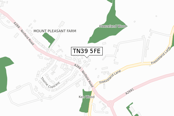 TN39 5FE map - large scale - OS Open Zoomstack (Ordnance Survey)