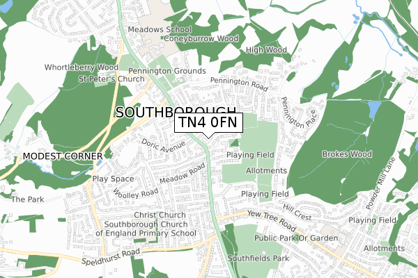 TN4 0FN map - small scale - OS Open Zoomstack (Ordnance Survey)