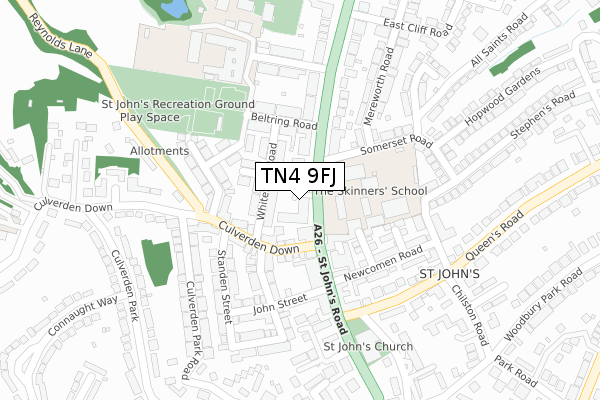 TN4 9FJ map - large scale - OS Open Zoomstack (Ordnance Survey)