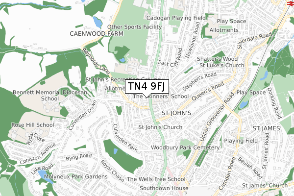 TN4 9FJ map - small scale - OS Open Zoomstack (Ordnance Survey)