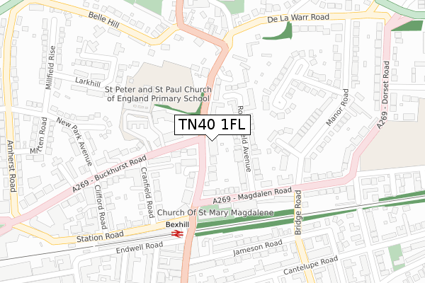 TN40 1FL map - large scale - OS Open Zoomstack (Ordnance Survey)