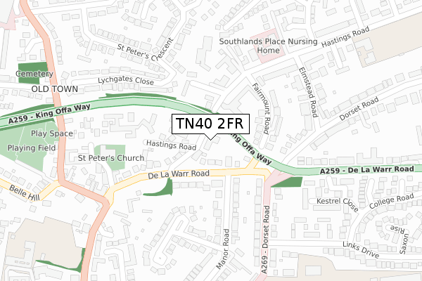 TN40 2FR map - large scale - OS Open Zoomstack (Ordnance Survey)