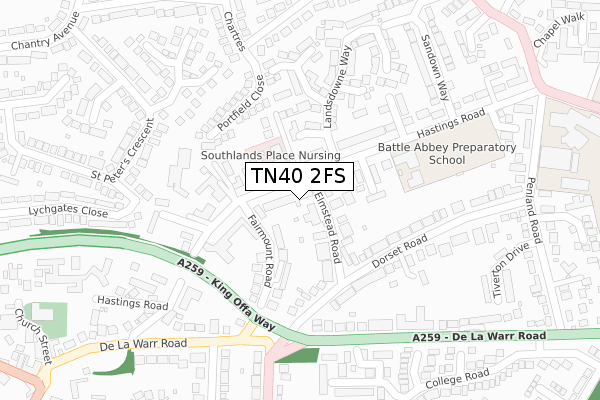 TN40 2FS map - large scale - OS Open Zoomstack (Ordnance Survey)