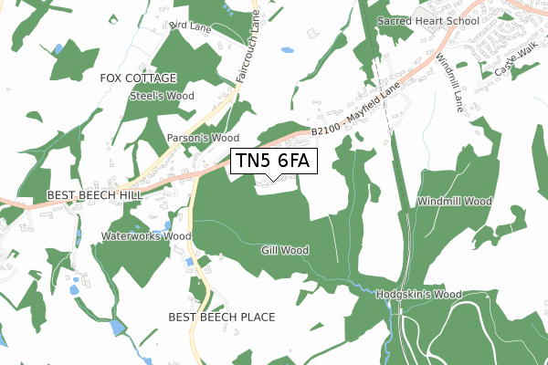 TN5 6FA map - small scale - OS Open Zoomstack (Ordnance Survey)