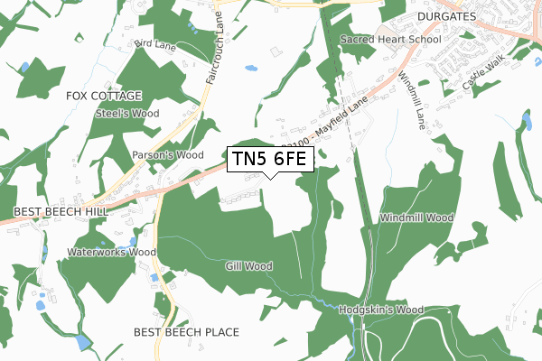 TN5 6FE map - small scale - OS Open Zoomstack (Ordnance Survey)