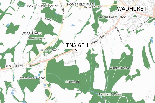 TN5 6FH map - small scale - OS Open Zoomstack (Ordnance Survey)