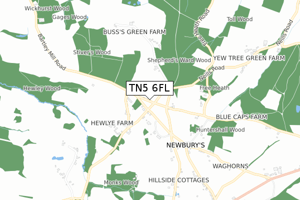 TN5 6FL map - small scale - OS Open Zoomstack (Ordnance Survey)