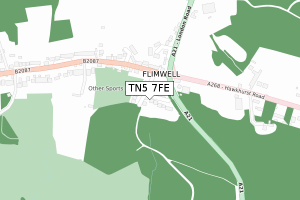 TN5 7FE map - large scale - OS Open Zoomstack (Ordnance Survey)