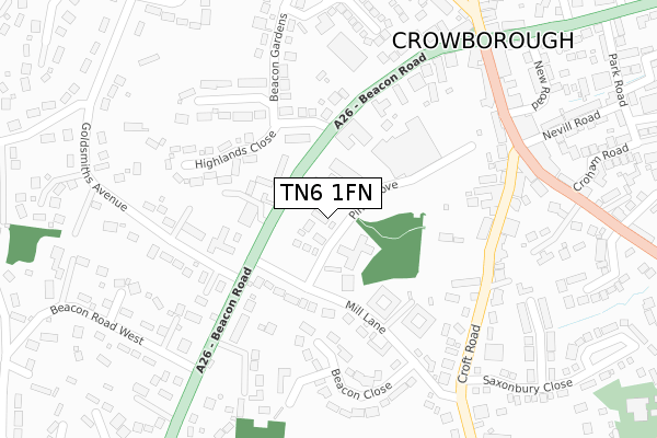 TN6 1FN map - large scale - OS Open Zoomstack (Ordnance Survey)