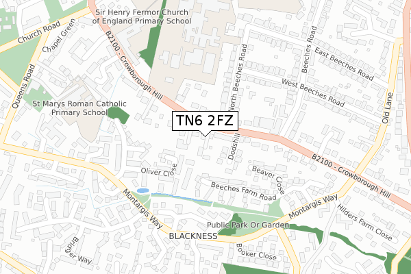 TN6 2FZ map - large scale - OS Open Zoomstack (Ordnance Survey)