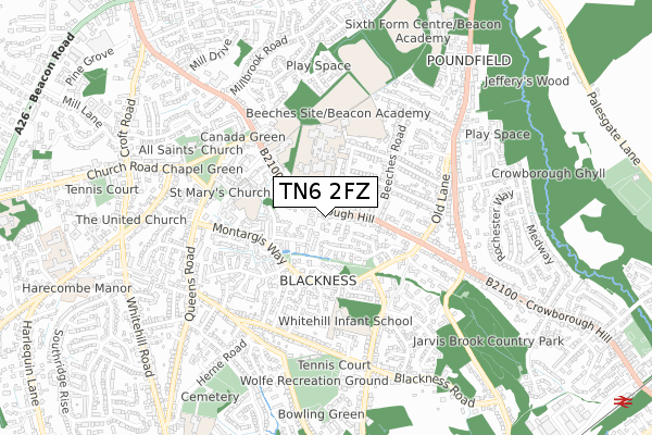 TN6 2FZ map - small scale - OS Open Zoomstack (Ordnance Survey)