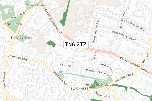 TN6 2TZ map - large scale - OS Open Zoomstack (Ordnance Survey)