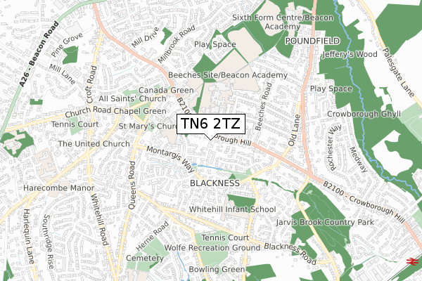 TN6 2TZ map - small scale - OS Open Zoomstack (Ordnance Survey)