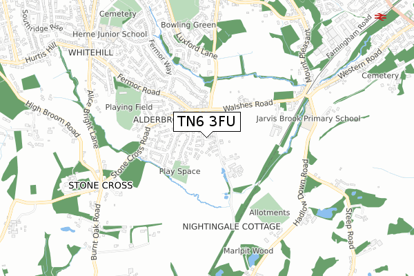 TN6 3FU map - small scale - OS Open Zoomstack (Ordnance Survey)