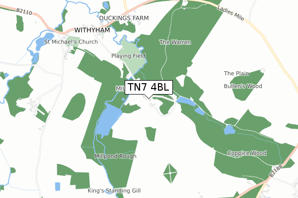 TN7 4BL map - small scale - OS Open Zoomstack (Ordnance Survey)