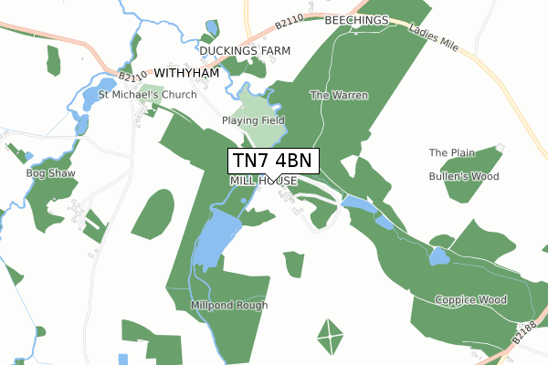 TN7 4BN map - small scale - OS Open Zoomstack (Ordnance Survey)