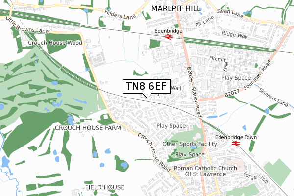 TN8 6EF map - small scale - OS Open Zoomstack (Ordnance Survey)