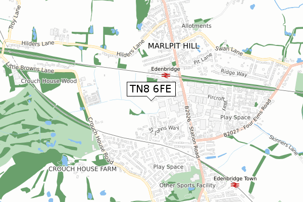 TN8 6FE map - small scale - OS Open Zoomstack (Ordnance Survey)