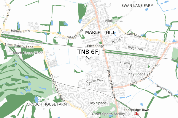 TN8 6FJ map - small scale - OS Open Zoomstack (Ordnance Survey)