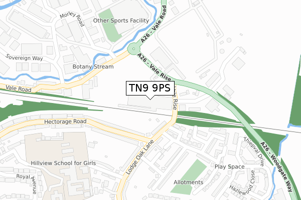 TN9 9PS map - large scale - OS Open Zoomstack (Ordnance Survey)