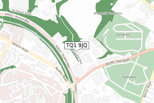 TQ1 9JQ map - large scale - OS Open Zoomstack (Ordnance Survey)
